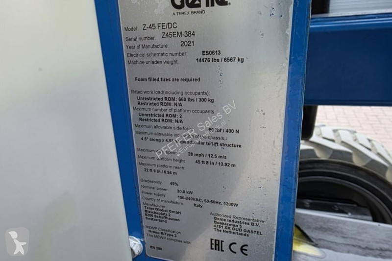 Vysokozdvižná plošina Genie Z-45 FE/DC Valid...