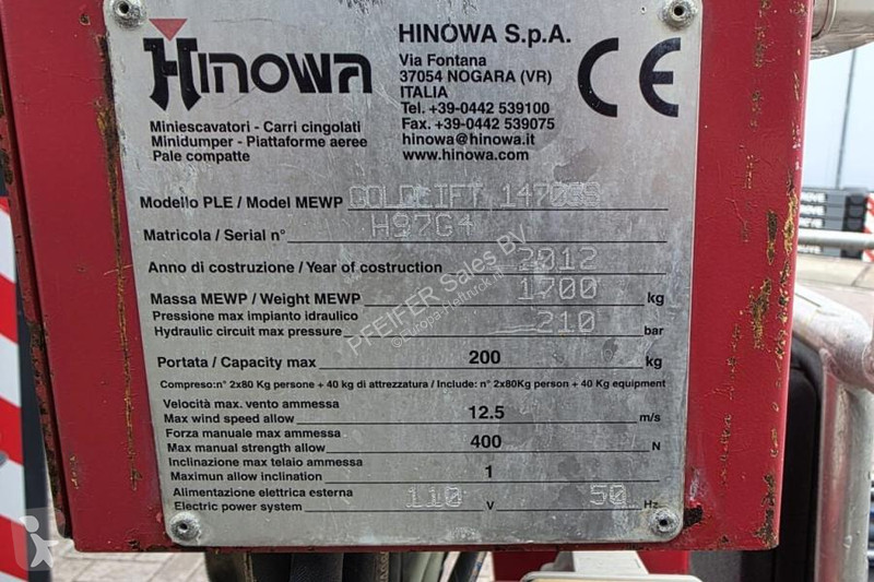 Вишка Hinowa GL14.70IIIS Hybrid Diesel-230V,...