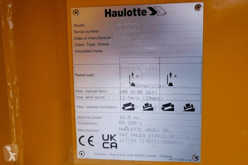 Vysokozdvižná plošina Haulotte COMPACT 10DX...