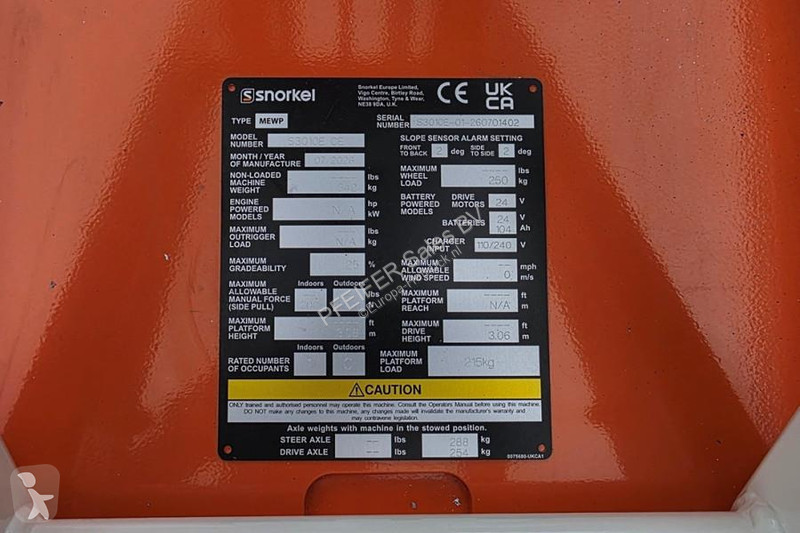 Emelőkosár Snorkel S3010E New, Self-Propelled...