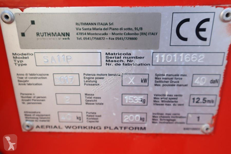 Gondol Ruthmann BLUELIFT SA11P As-Is, Electric,...
