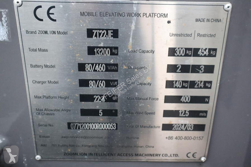 Gondol Zoomlion ZT22JE Fully Electric...
