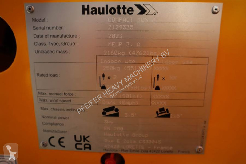 Nacelle Haulotte Compact 10N Valid Iinspection,...