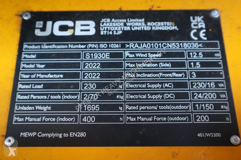 Lift JCB S1930E Valid inspection, *Guarantee!...