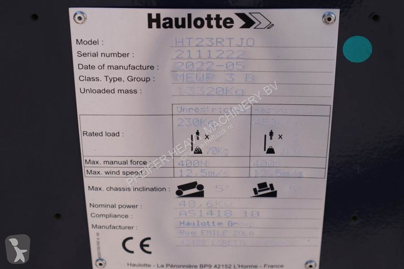 منصة تلسكوبية Haulotte HT23RTJ O Valid...
