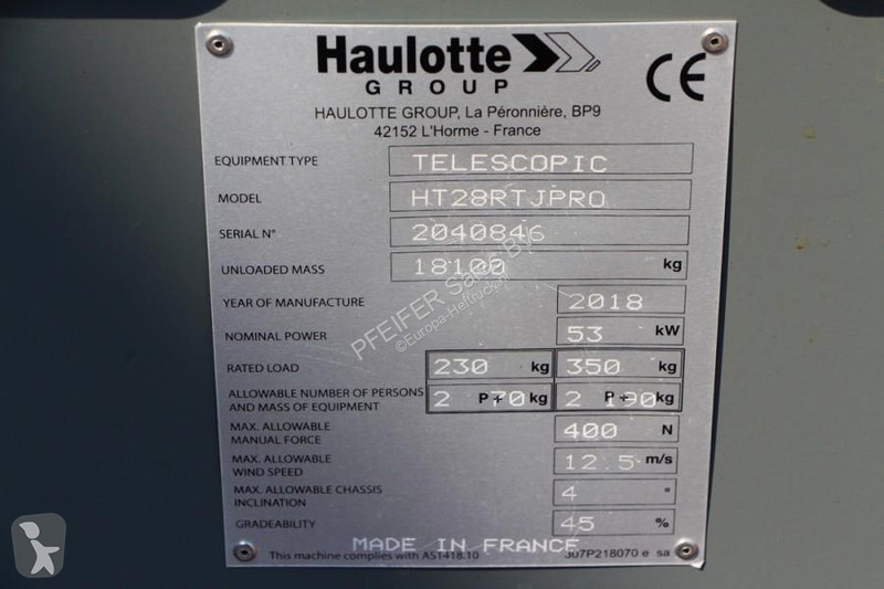 Vysokozdvižná plošina Haulotte HT28RTJ Pro...