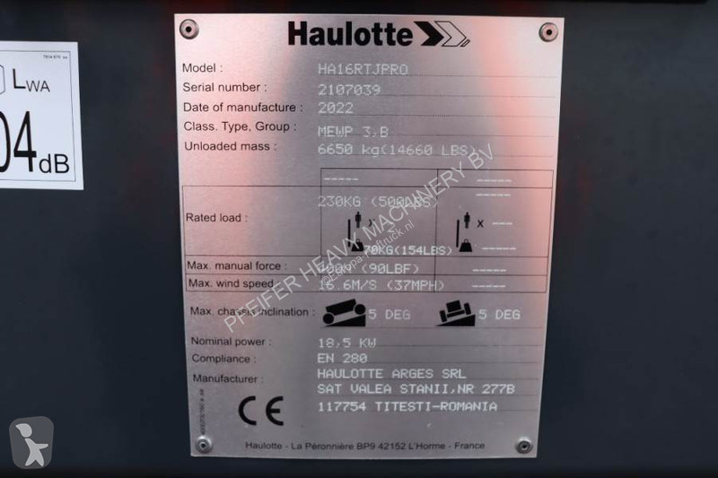 Hoogwerker Haulotte HA16RTJ Pro NEW, Valid...