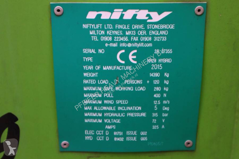 Plataforma Niftylift HR28 HYBRIDE Valid...