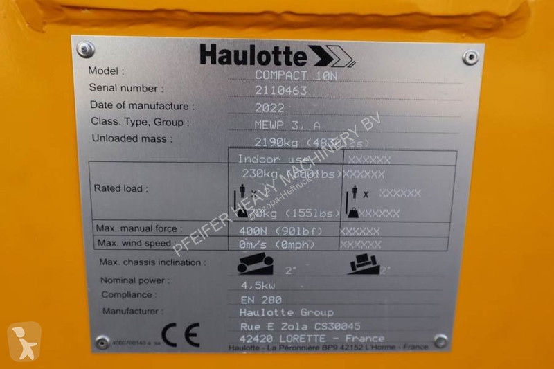 Gondola Haulotte Compact 10N Valid Iinspection,...