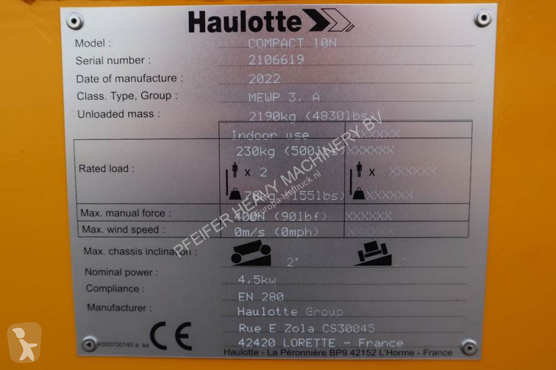 Hoogwerker Haulotte Compact 10N Valid...