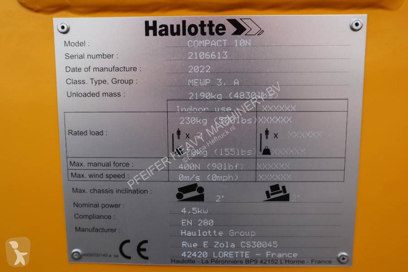 Hoogwerker Haulotte Compact 10N Valid...