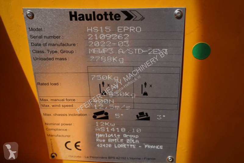 Plataforma Haulotte HS15EPRO Valid Inspection,...