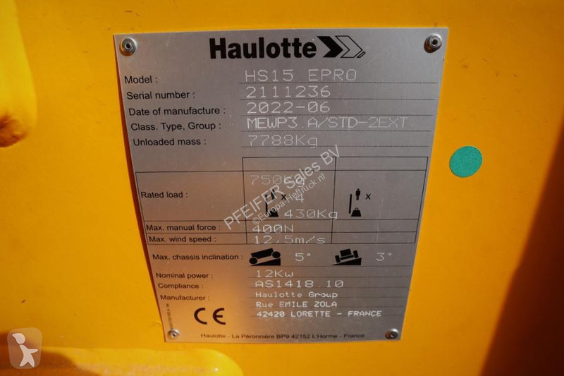 Vysokozdvižná plošina Haulotte HS15EPRO Valid...