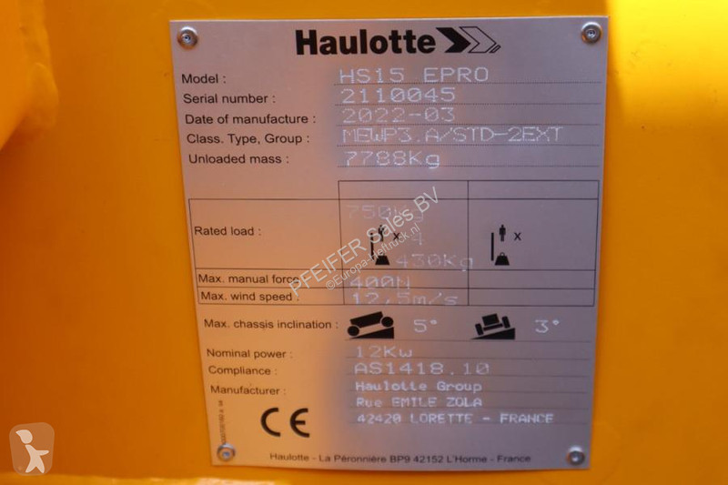 Vysokozdvižná plošina Haulotte HS15EPRO Valid...