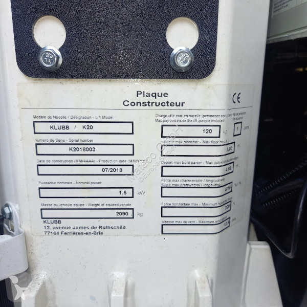 منصة تلسكوبية Klubb K20 / NISSAN NV200
