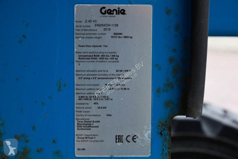 Vysokozdvižná plošina Genie Z-45XC GUARANTEE,...