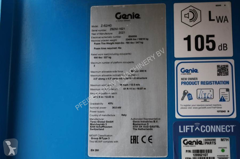 Hoogwerker Genie Z-62/40 GUARANTEE, Diesel, 4x4...