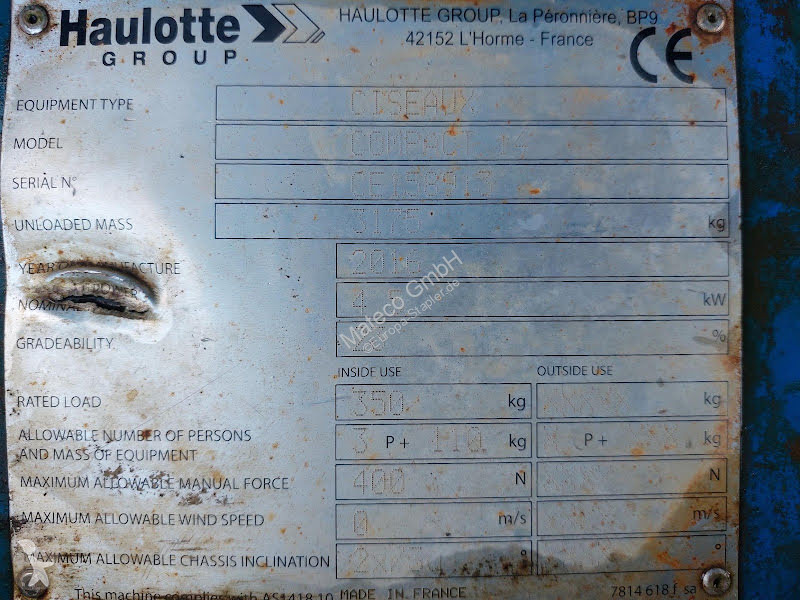 Vysokozdvižná plošina Haulotte COMPACT 14