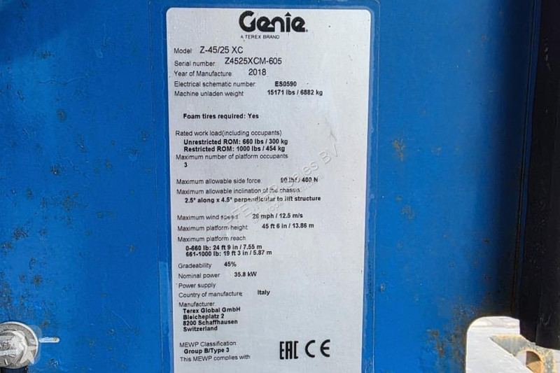 Vysokozdvižná plošina Genie Z45/25 XC Diesel,...