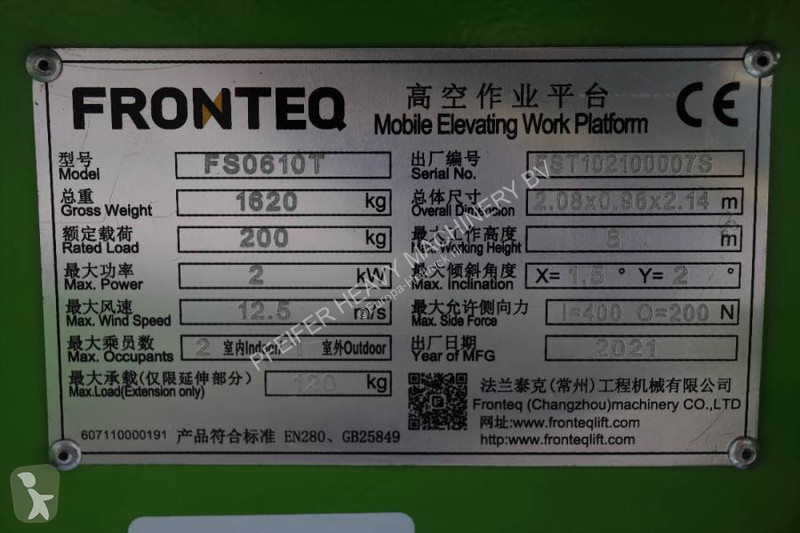 Nacelle Fronteq FS0610T CE Declaration, 6.7m...