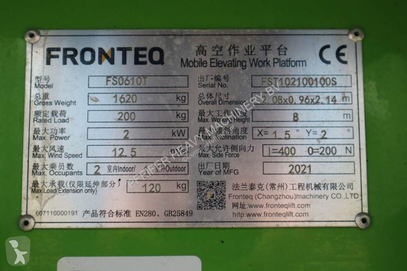 Nacelle Fronteq FS0610T CE Declaration, 6.7m...