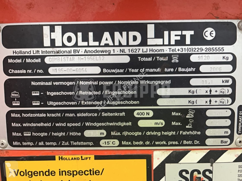 Nacelle Hollandlift N195-12EL Combistar (19.5 m)