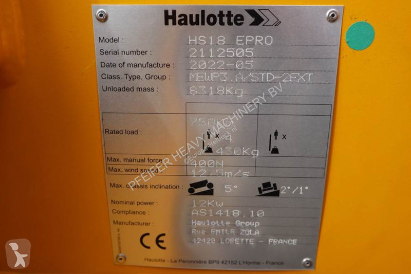 Lift Haulotte HS18EPRO Valid Inspection,...