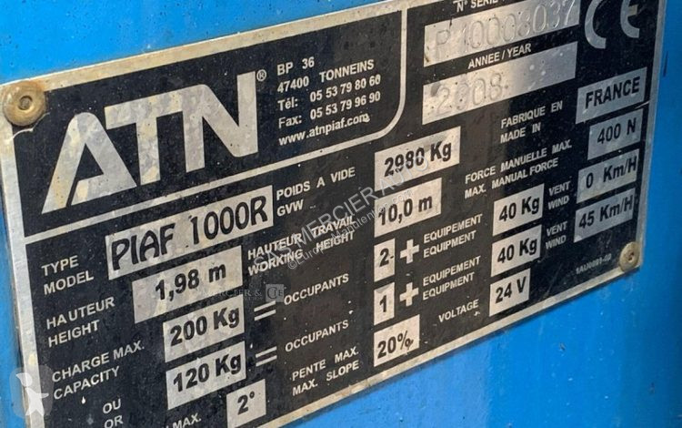 Nacelle ATN nacelle a mat vertical automotrice...