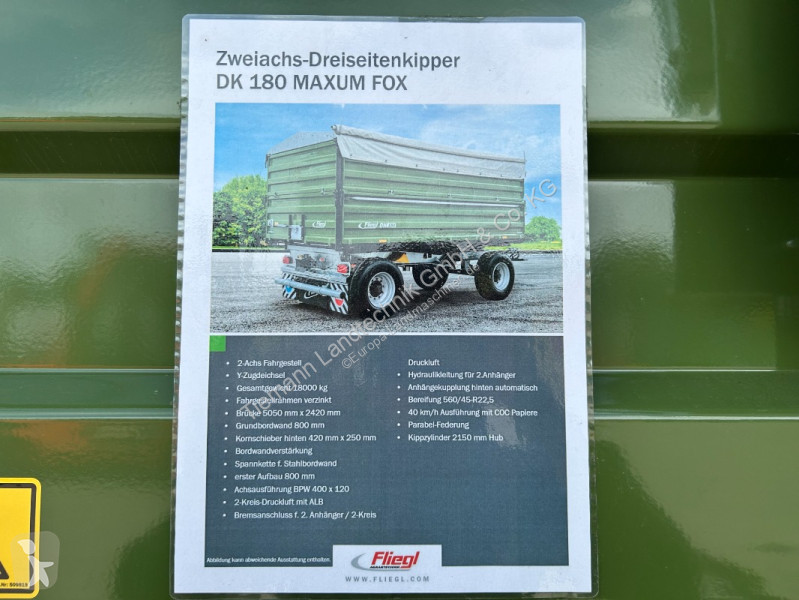 Remorque agricole Fliegl  DK 180 Maxum Fox limited