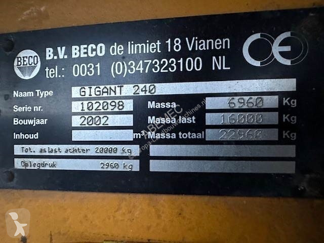 Remorque agricole Beco Gigant 240 Gronddumper