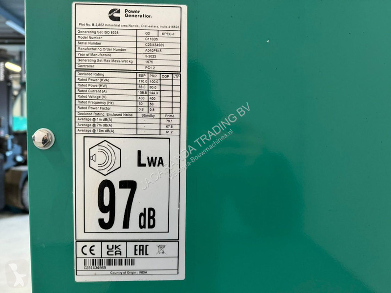 آلة لمواقع البناء Cummins C110D5 GENERATOR 110 KVA