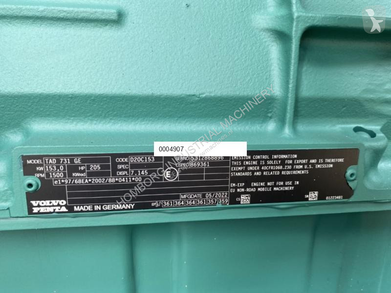آلة لمواقع البناء Volvo TAD 731 GE Stamford 167...