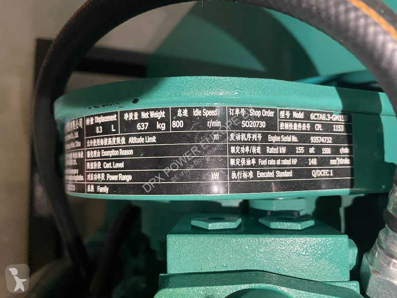 Stavebný stroj Cummins 6CTA8.3-GM155 - 180 kVA...