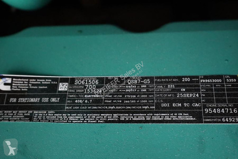 Matériel de chantier Cummins C220D5EQS UNUSED,...