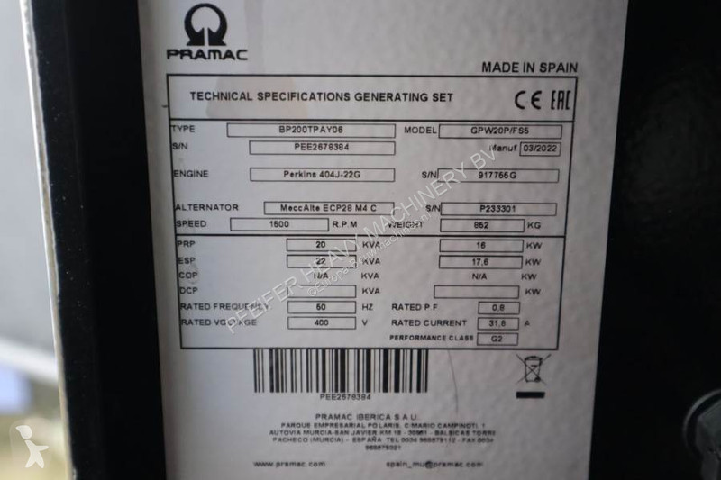 Materiaal voor de bouw Pramac GPW20P Unused,...