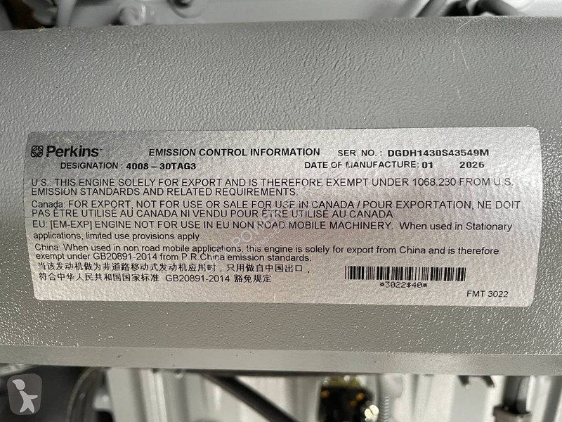 Stavebný stroj Perkins 4008TAG3 - 1.250 kVA...