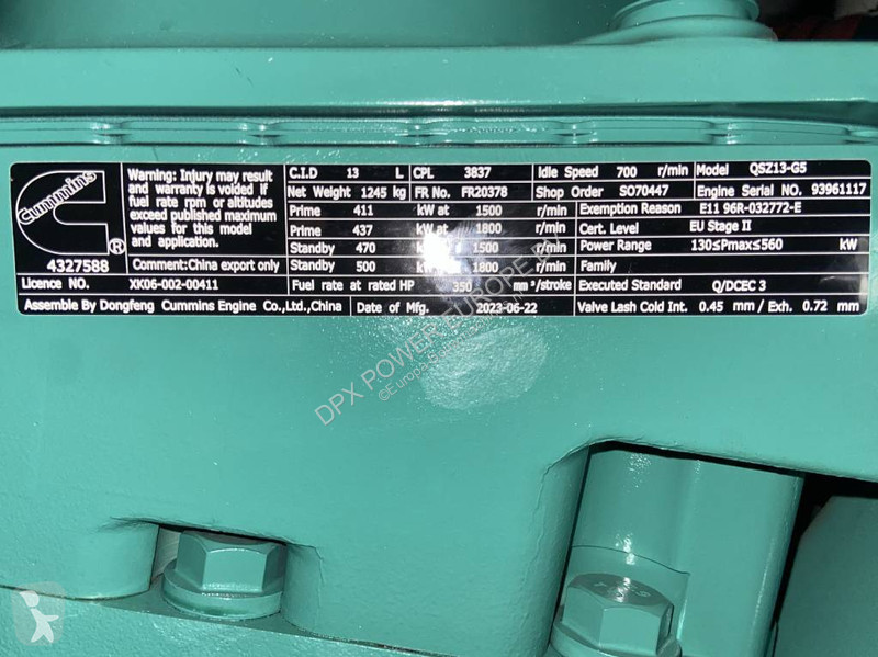 آلة لمواقع البناء Cummins C500D5Q - 500 kVA...