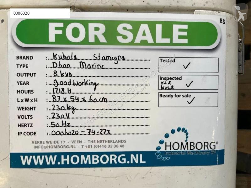 Materiaal voor de bouw Kubota D600 - 8 kVA...