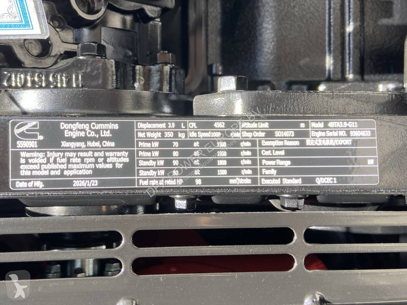 Stavebný stroj Cummins 4BTA3.9-G11 - 88 kVA...