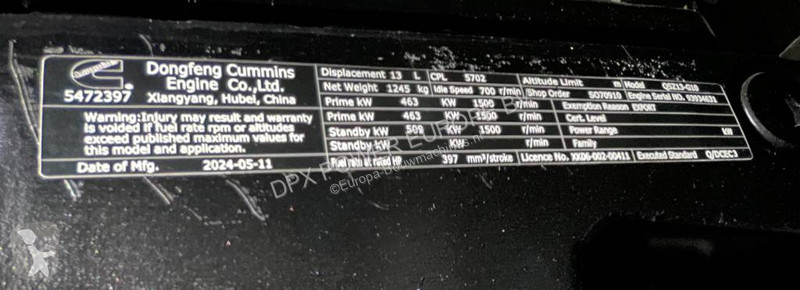 Stavebný stroj Cummins QSZ13-G10 - 600 kVA...