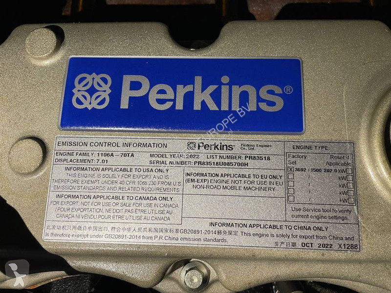 Stavebný stroj Perkins 1106A-70TA - 220 kVA...