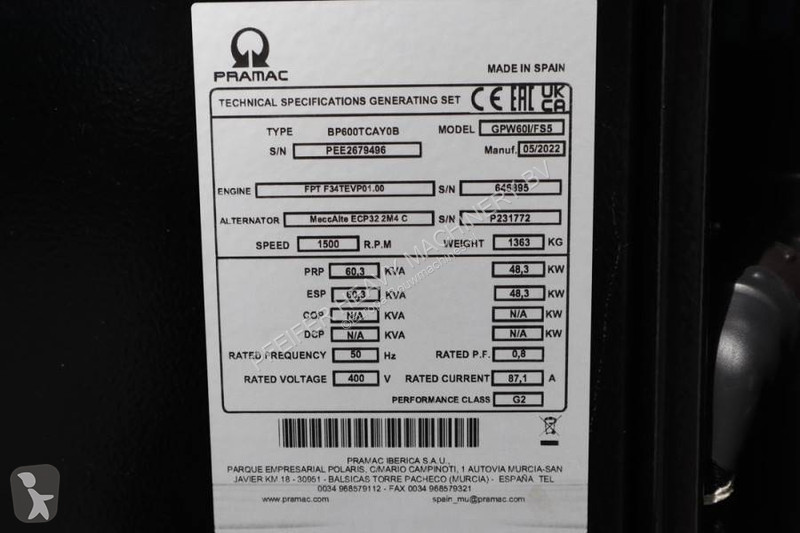 Entreprenørmaskiner Pramac GPW60I/FS5 Valid...
