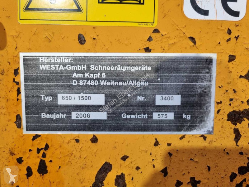 Entreprenørmaskiner  Westa 650/1500 Schneefräse...