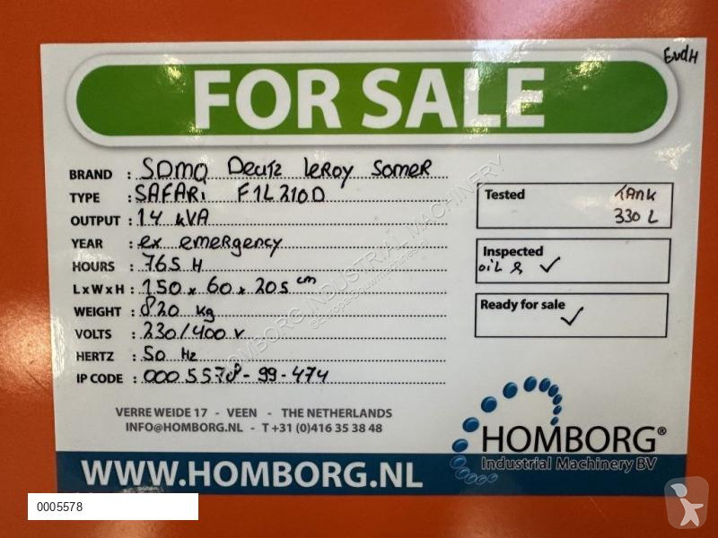 Entreprenørmaskiner SDMO Safari Deutz F1L210D...