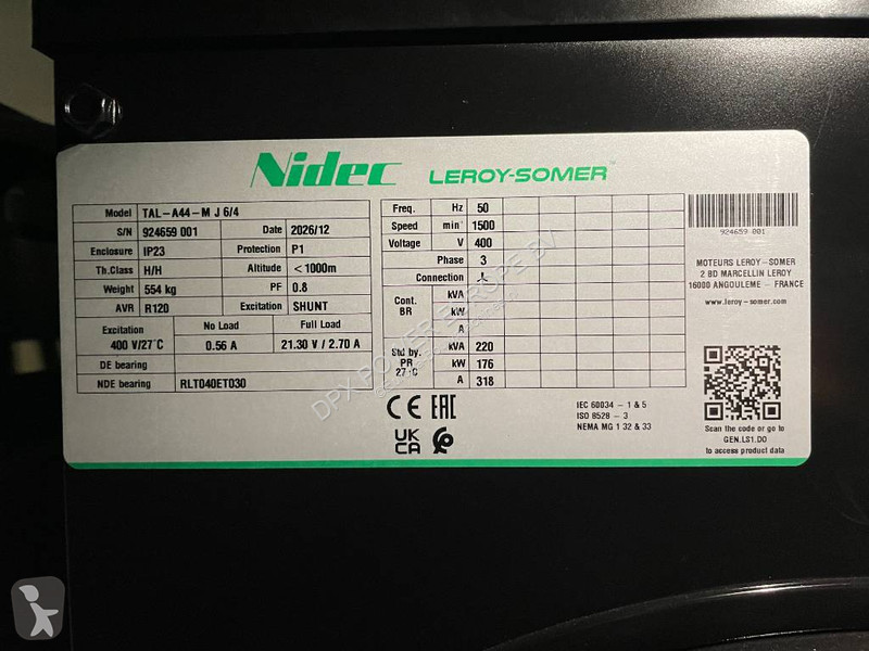 Stavebný stroj Cummins 6CTAA8.3-G2 - 220 kVA...