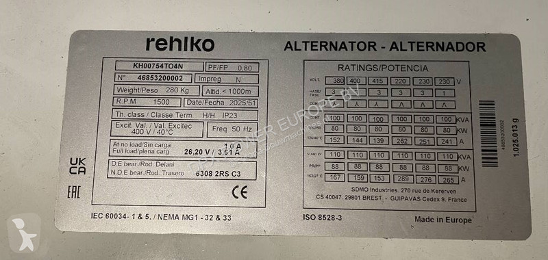 Stavebný stroj  KD110 - 110 kVA Generator -...