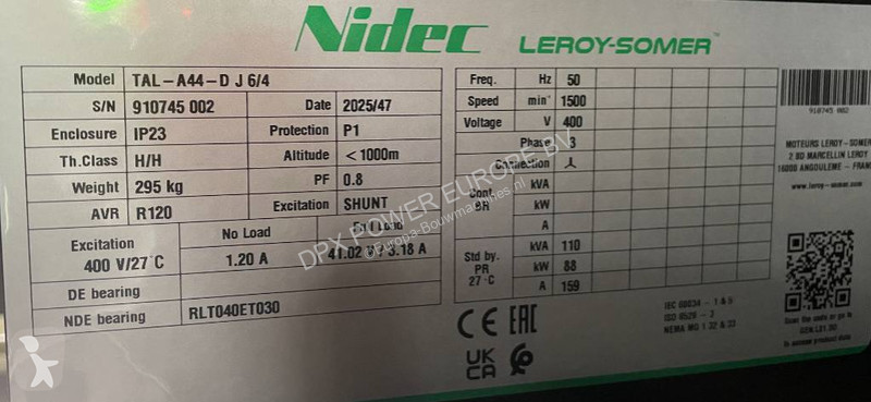 آلة لمواقع البناء Cummins 6BT5.9-G1 - 110 kVA...