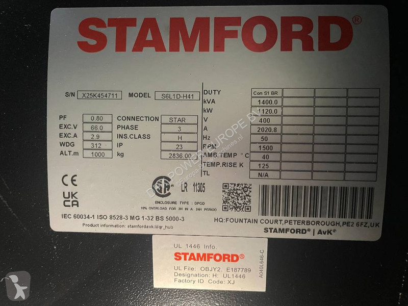 Stavebný stroj Cummins KTA50-G3 - 1375 kVA...