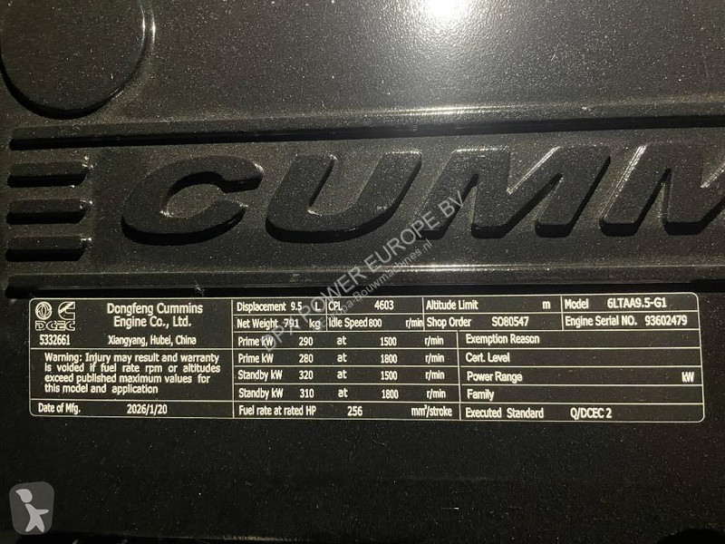 آلة لمواقع البناء Cummins 6LTAA9.5-G1 - 358 kVA...