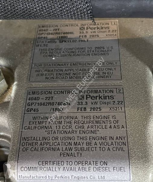 Stavebný stroj Perkins 404D-22TG - 28 kVA...